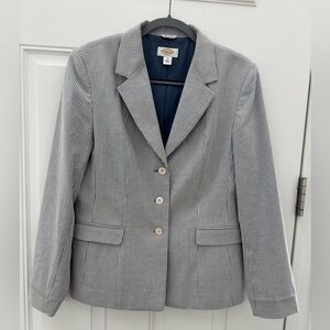 Talbots Classic Blue / White Striped Structured Blazer